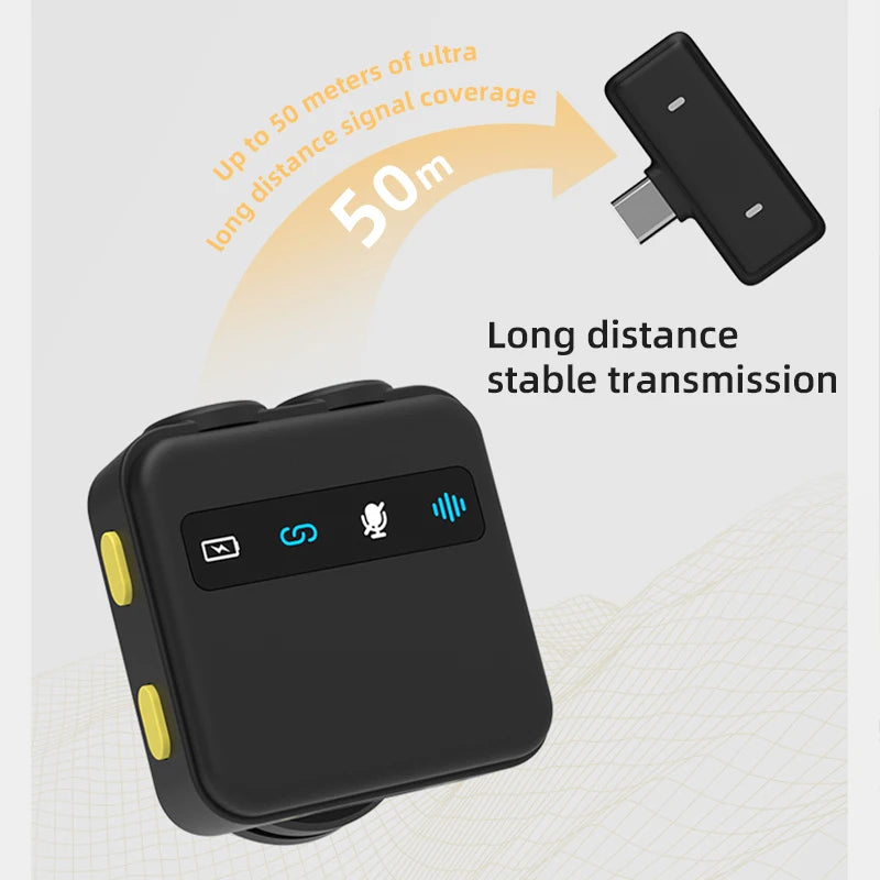Wireless Stereo Lavalier Microphone Mini Mic with Charging Case Noise Reduction for iPhone Android Live Streaming And Recording